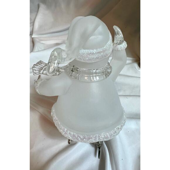 Vintage Christmas Around the World Skating Snowman Frosted Glass - Picture 11 of 16